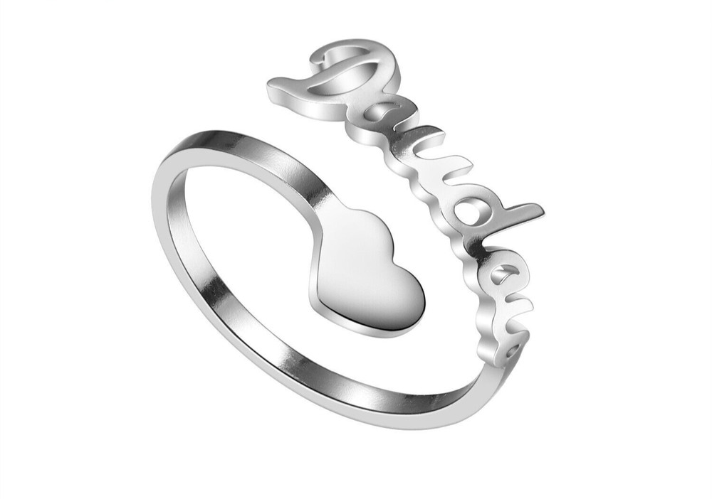 Customized Heart Name Ring Adjustable Personalized Jewelry Silver Gold Love Gift