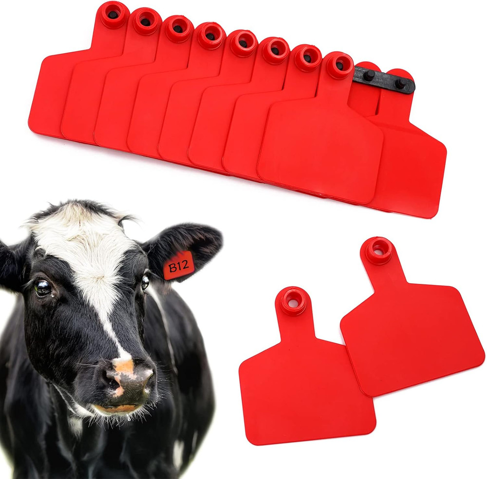 Cattle Ear Tags - Blank 100 Sets Livestock Identification Tags with Applicator a