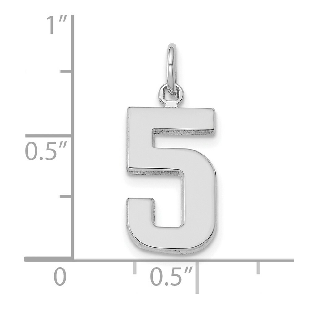 14K White Gold Medium Polished Number 5 Charm