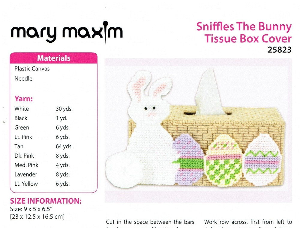 SNIFFLES the BUNNY TISSUE BOX COVER  plastic canvas  PATTERN (#TF0600)