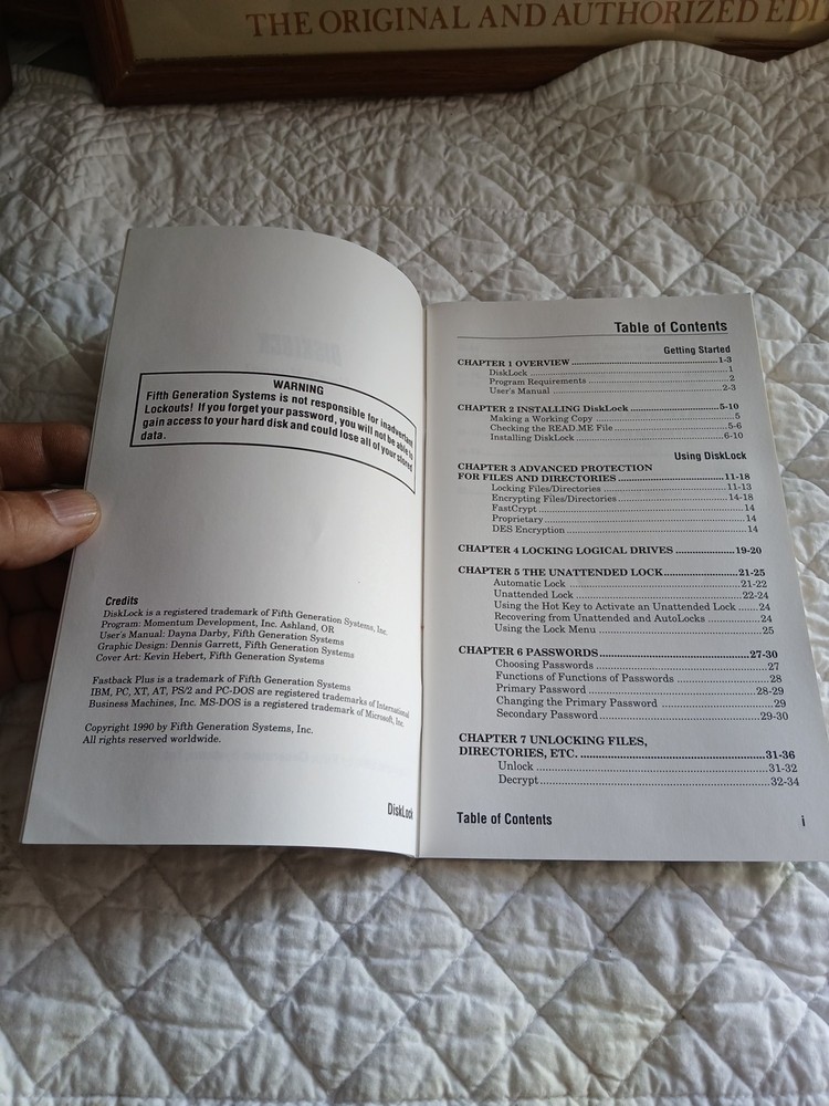 Vintage Disklock Password Protection User Manual 1990