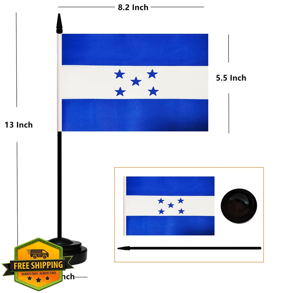 Honduras Desk Flag Set 2 Pack Mini Table Office Flag Black Pole Base
