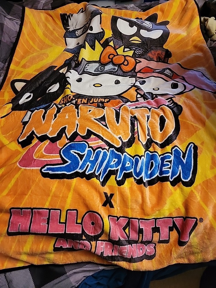 Naruto Shippuden X Hello Kitty Plush Throw Crossover Collab Super Soft