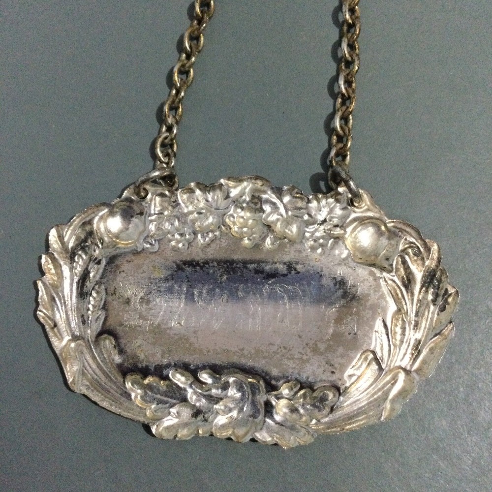 Vintage Silver Plate Decanter Label “ Sherry “
