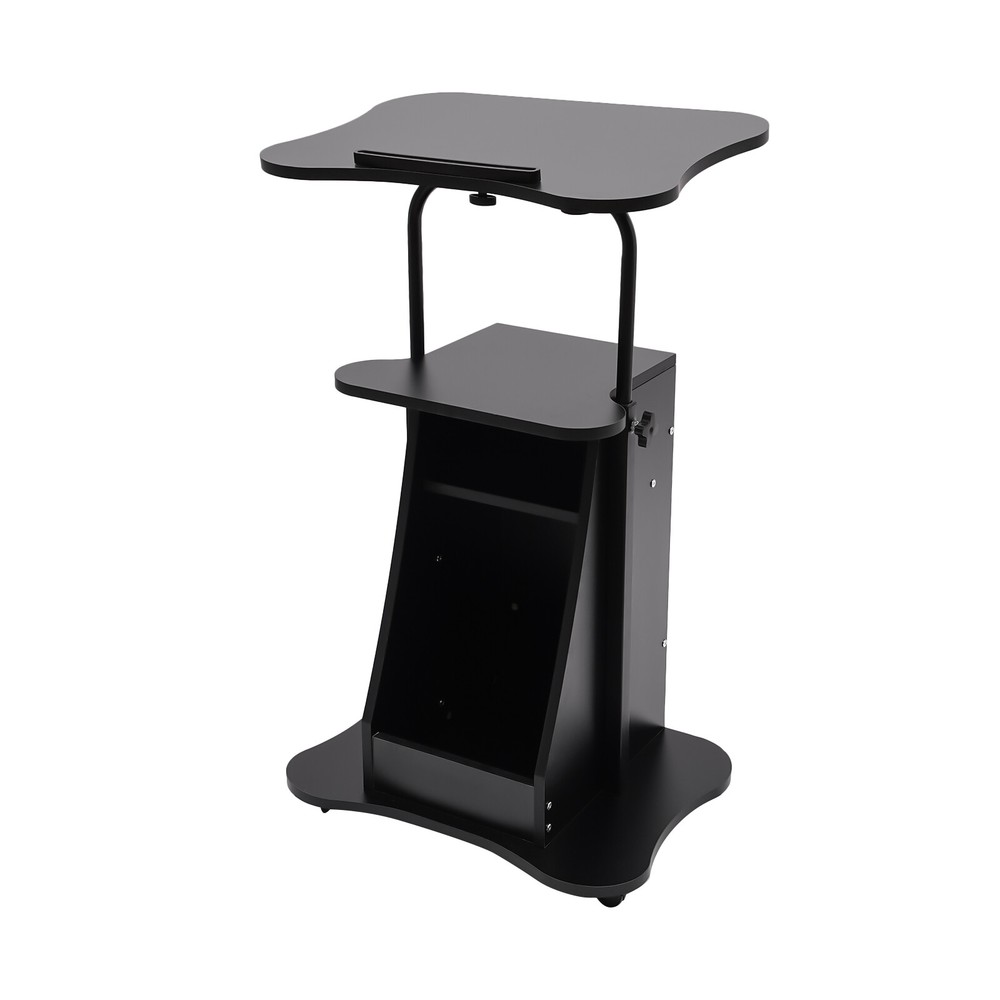 2x Rolling Lectern Podium Presentation Stand Church Pulpit + Storage Compartment