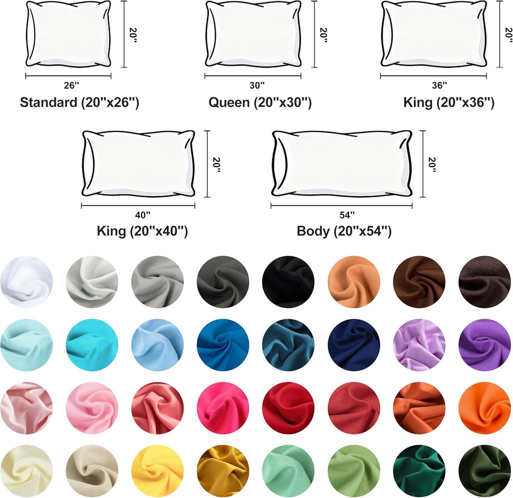 King Pillowcase Set - 2 Pack Brushed Microfiber 20X36 Pillowcases - Soft, Wrinkl