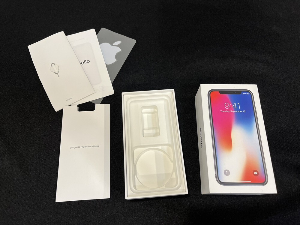 *EMPTY BOX* Apple iPhone X Space Gray 64G W/ Manual, Stickers & SIM Removal Tool