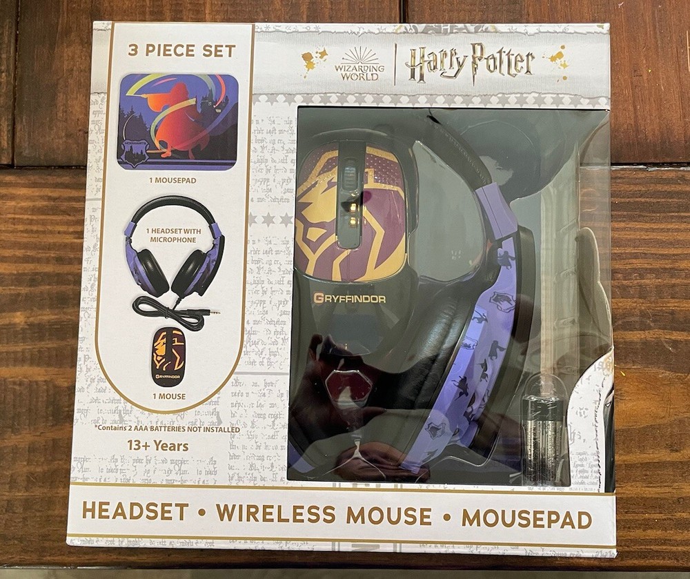 Harry Potter Headset with Microphone, Wireless Mouse, Mouse Pad 3 Piece Set🔥