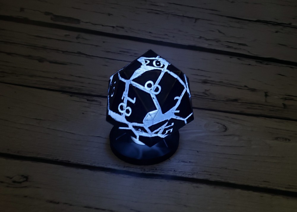 d20 tea light lamp Dungeons and Dragons dice light color changing dnd