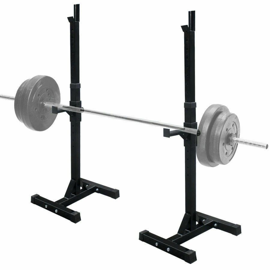 2pcs Adjustable Height Barbell Squat Rack Multi-function Thick Bench Press Stand