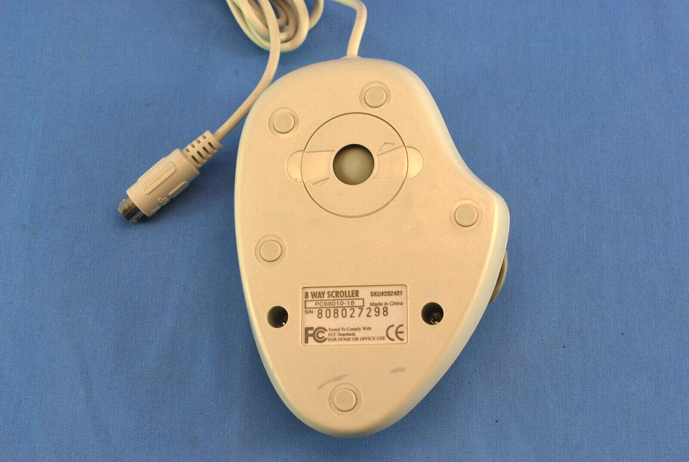 Vintage 3 Button Computer Mouse ~ 8 WAY SCROLLER ~ (UNTESTED AS-IS) Thumb Button