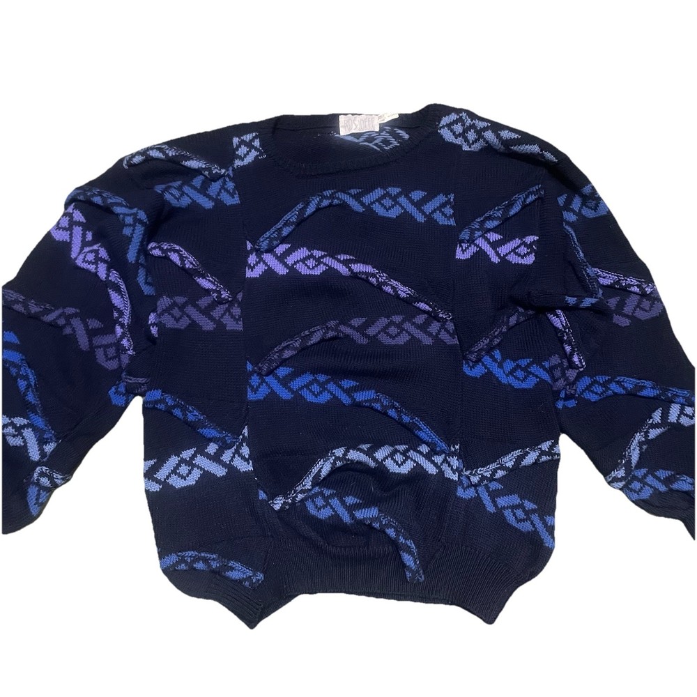 Ros Joffe Vintage Made In England Patchwork Wool Pullover Sweater Size XL