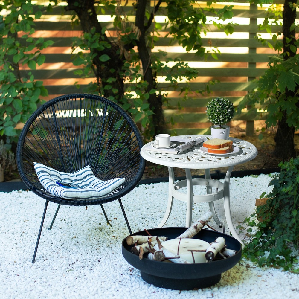 Patio End Table Side Table, Cast Aluminum Cocktail Table
