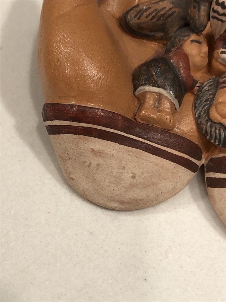 Nativity Scene Handmade Peru Peruvian Ceramic Cupped Hands