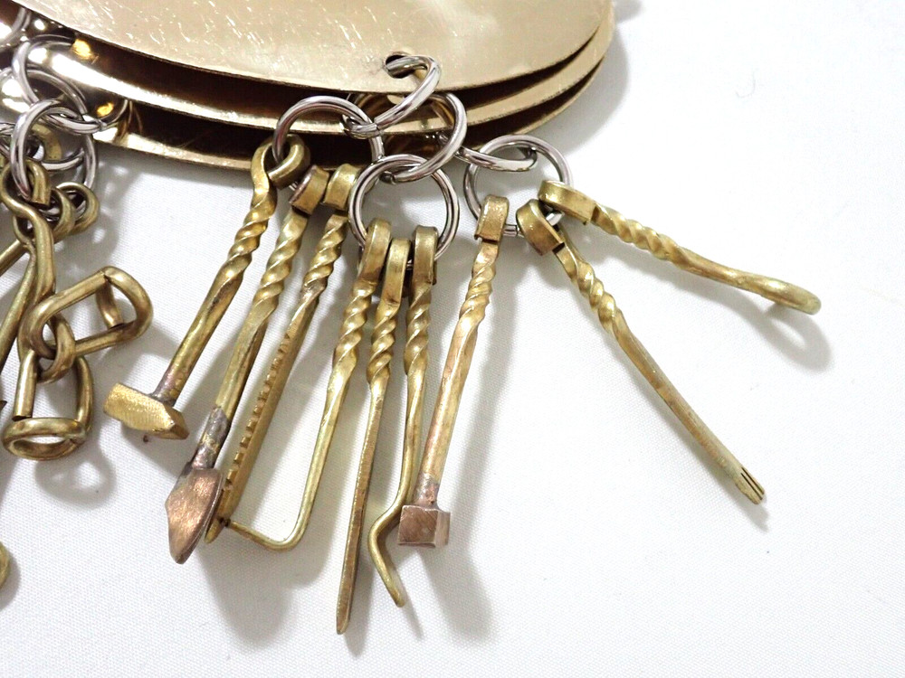 Mongolian Shaman Exorcism protective miniature 27 tools instrument Brass