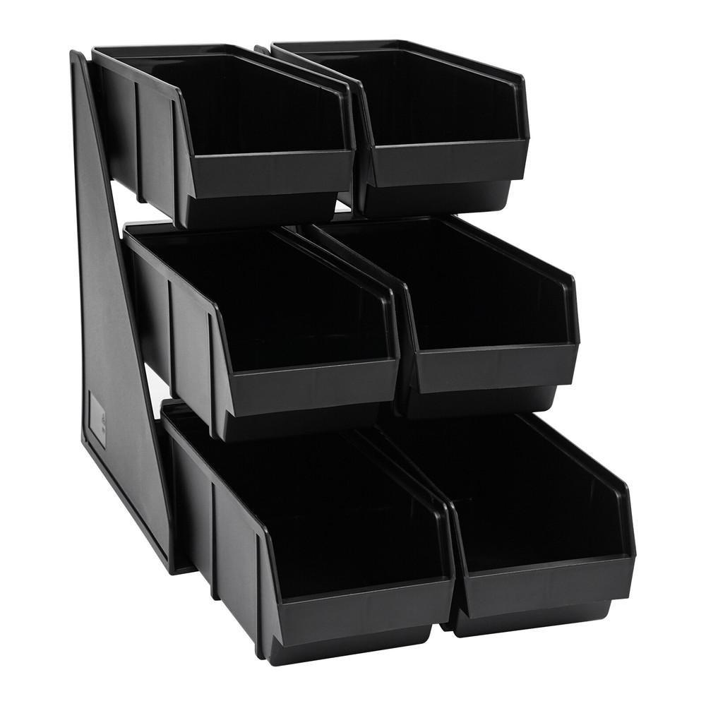 6 Compartments Upright Breakroom Coffee Condiment Storage Organizer Bin 3-Tier