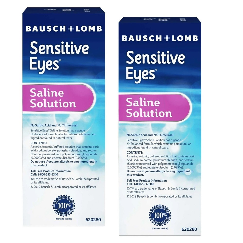 Bausch & Lomb Sensitive Eyes Saline Solution, Gentle 12 Fl Oz (Pack of 2)