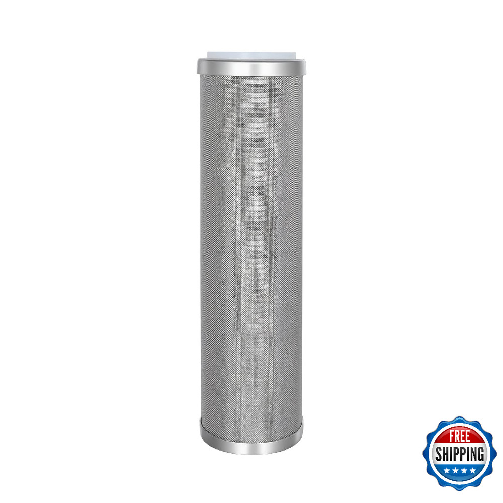 Amwater Stainless Steel Wire Mesh Filter Cartridge 10" Length 2.5" OD 300 Micron
