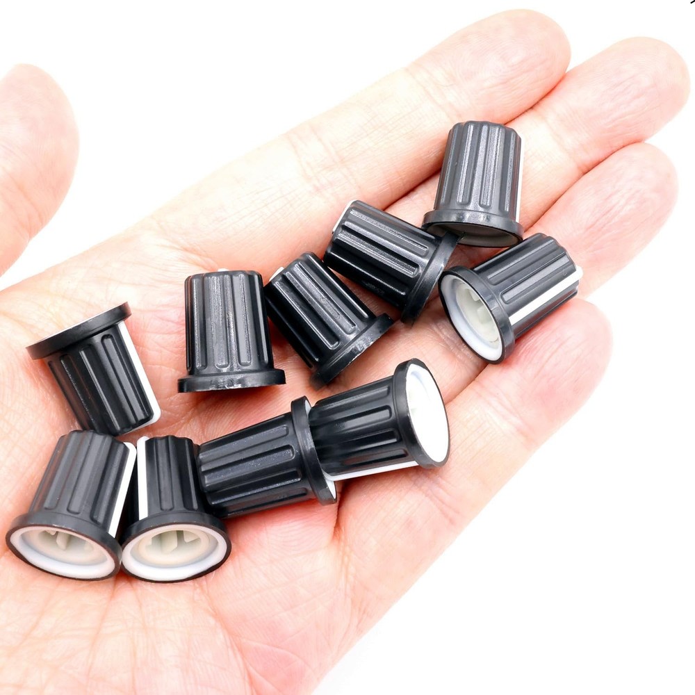 10Pcs 6mm D Type Potentiometer Control Knobs, Plastic Volume Audio Black