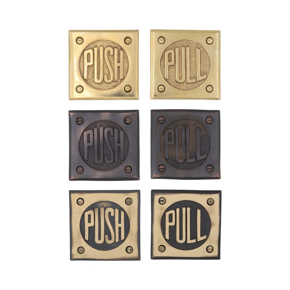 Push and Pull Door Finger Plate Set Solid Cast Brass- 3 Finish Choices