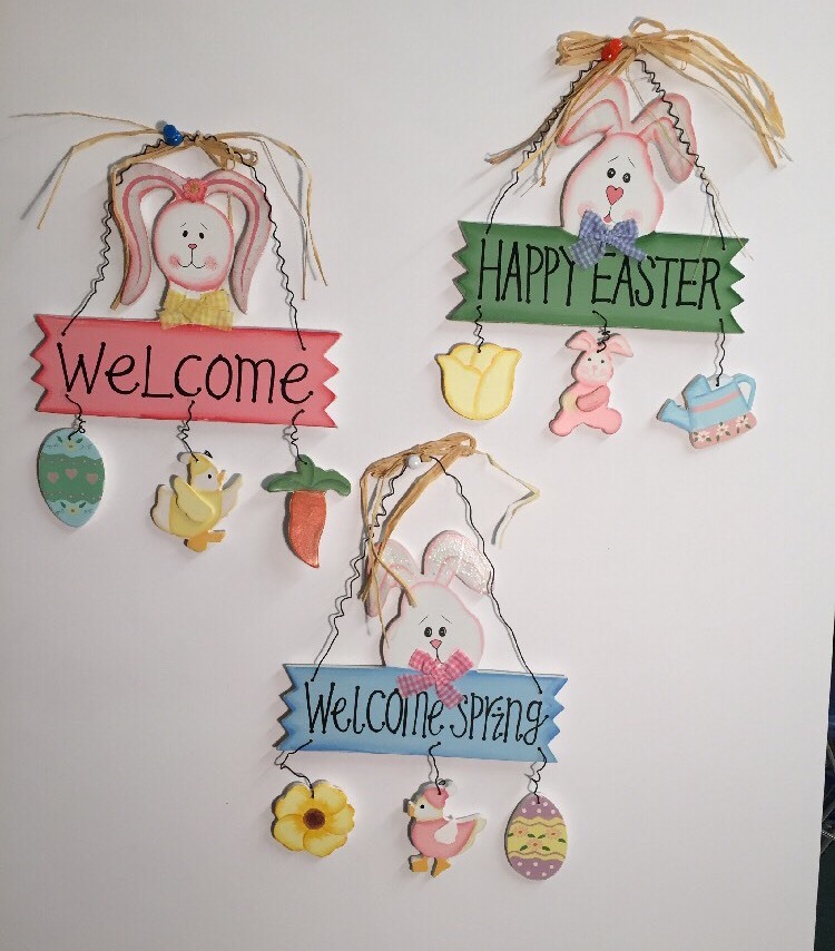 3-wood Easter/welcome/welcome Spring Plaque