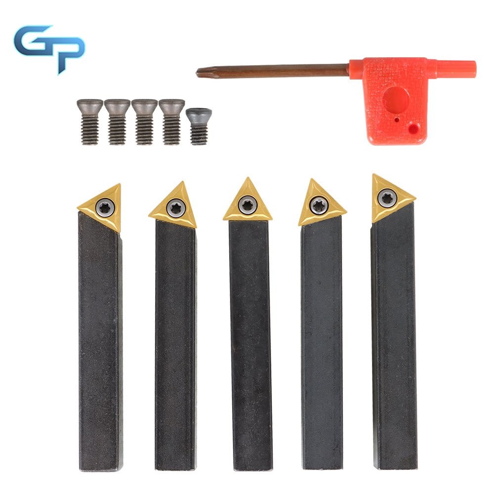 5pcs 1/2 Inch Carbide Indexable Turning Tool Lathe Tool Bit With Carbide Inserts