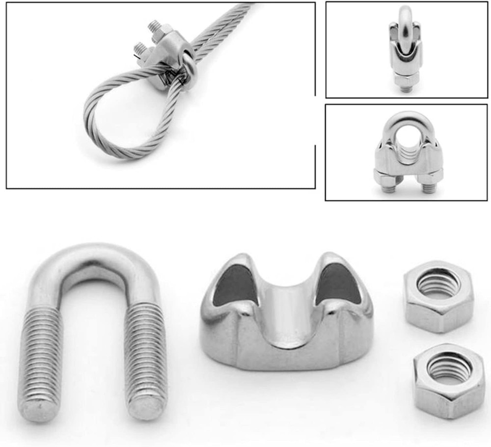 COARBOR Heavy Duty Wire Rope and 8 Pcs Cable Clips, Silver