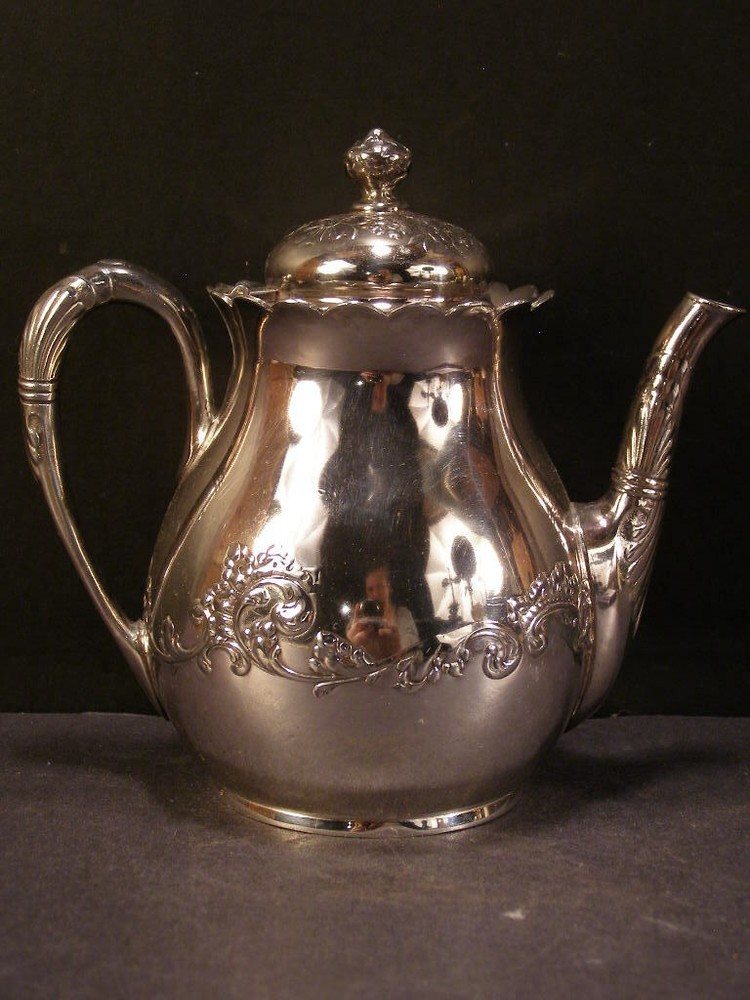 ~19 c Silver Repousse Chased Embossed Coffee Kettle Tea Pot Pairpoint Chocolate~