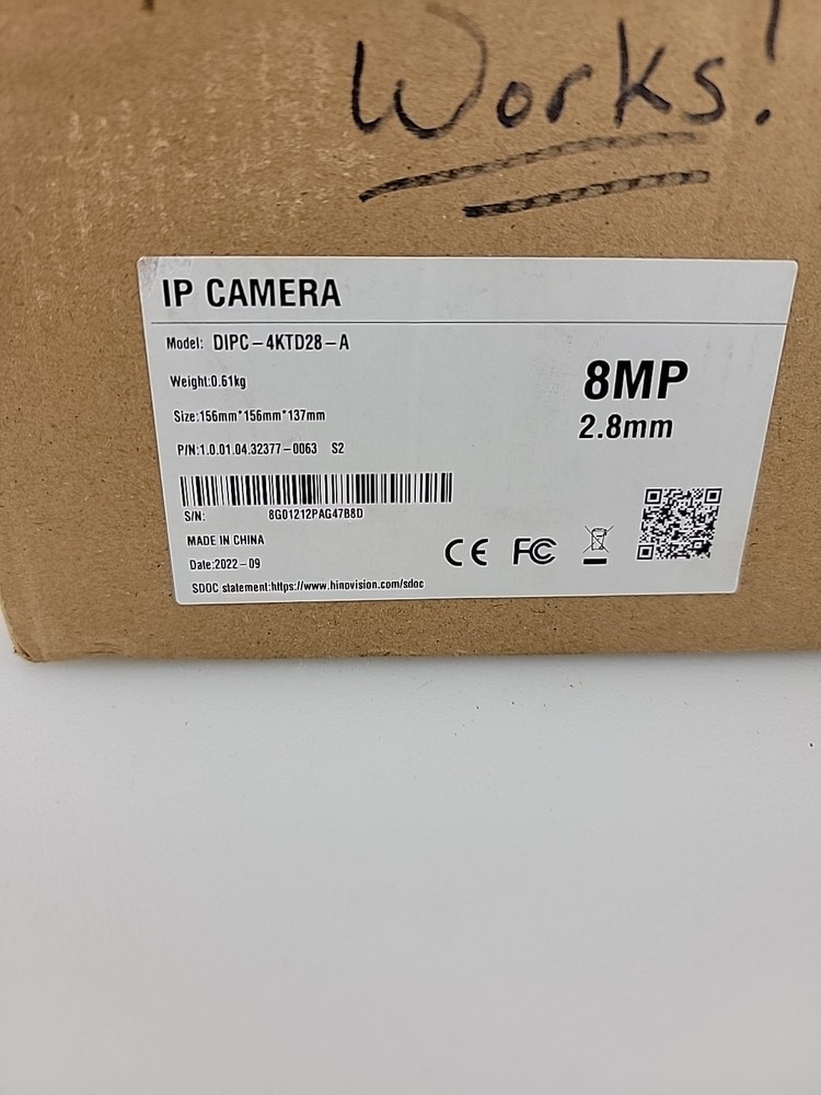 Untested Hinovision IP Security Camera Model DIPC-4KTD28-A