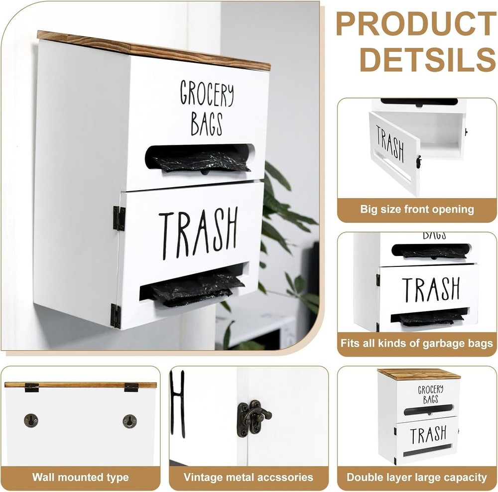 Versatile Wall-Mounted Trash Bag Organizer for Kitchen, Garage & Laundry