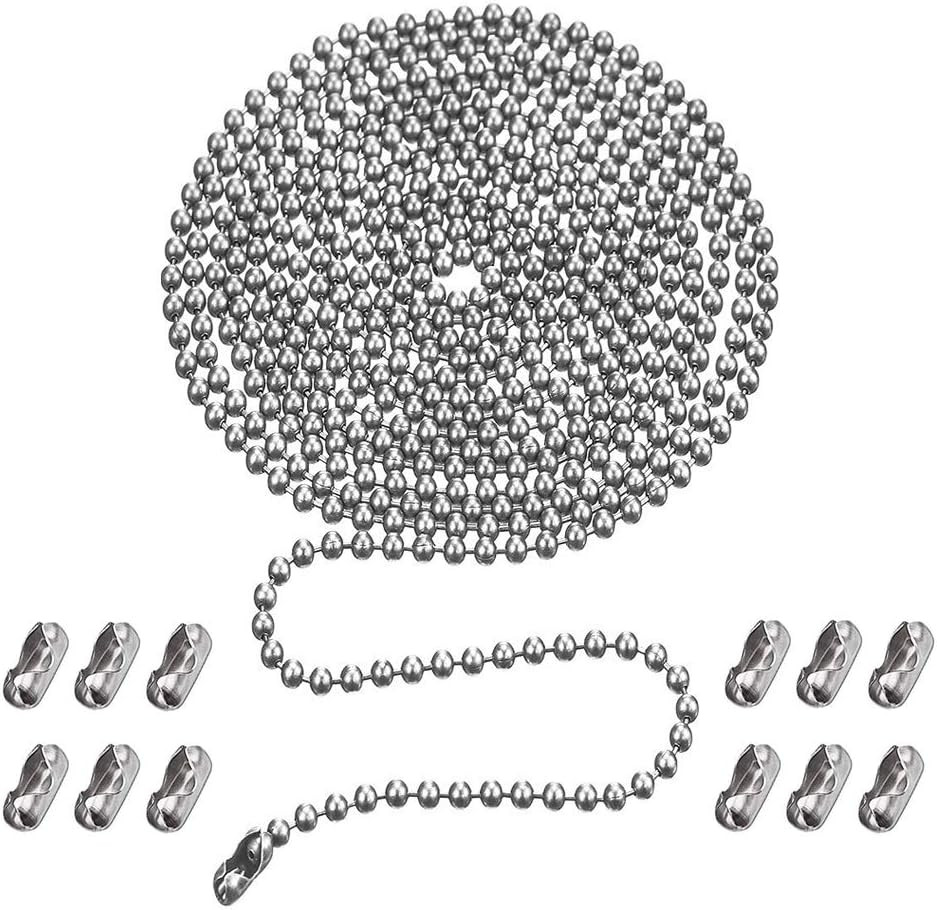 Ceiling Fan Pull Chain, 120" Rust Proof Copper 3mm Beaded 3 meters, silver