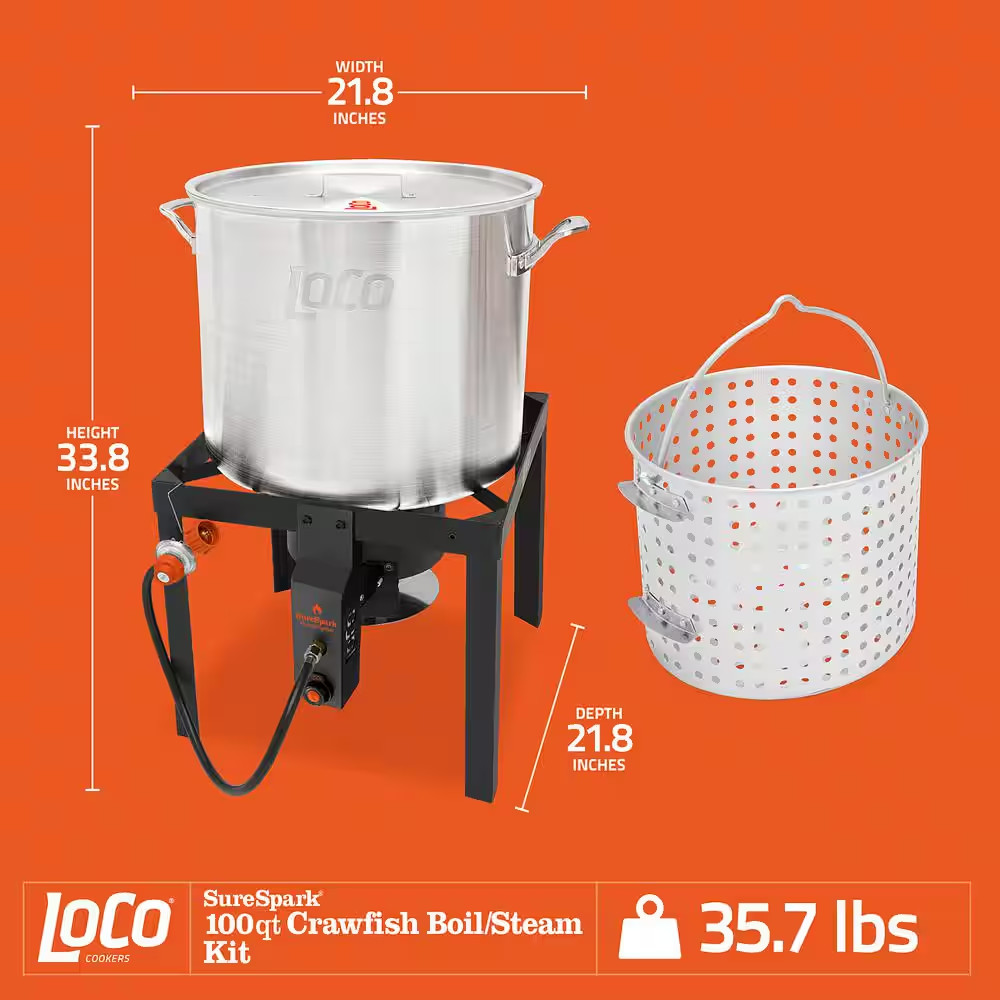 100 Qt. Propane Single Burner Boiling Kit in Stainless