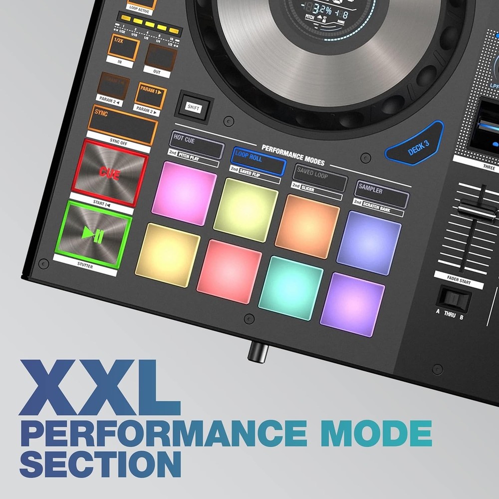 Pro 4-Channel DJ Controller with Enhanced Jog Wheels & Multi-Mode Performance