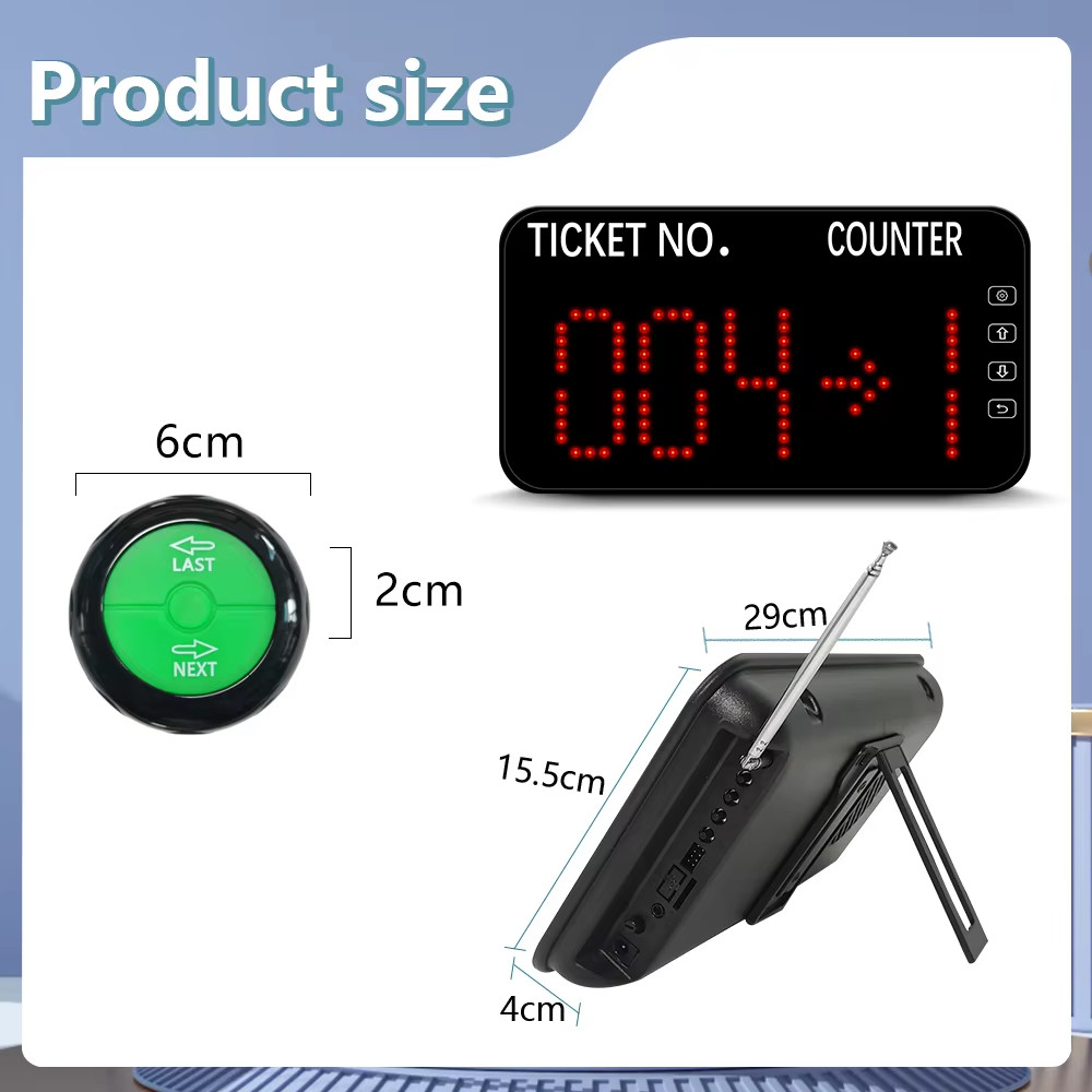 Queue Calling System with Next control button can add the number one by one Blue