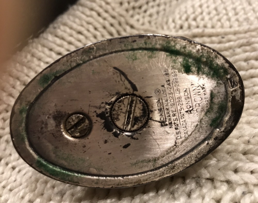 VINTAGE RONSON CROWN TABLE LIGHTER SILVER PLATED