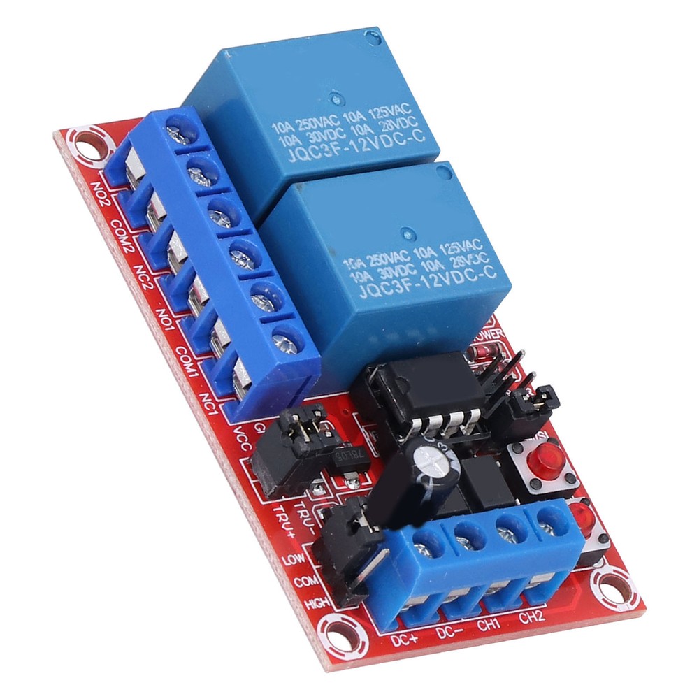 Relay Module 2 Channel Button Self-Locking Interlock High Low Level Trigger