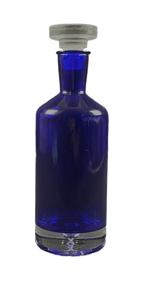 Vintage Cobalt Blue Decanter Flat Stopper Bubble