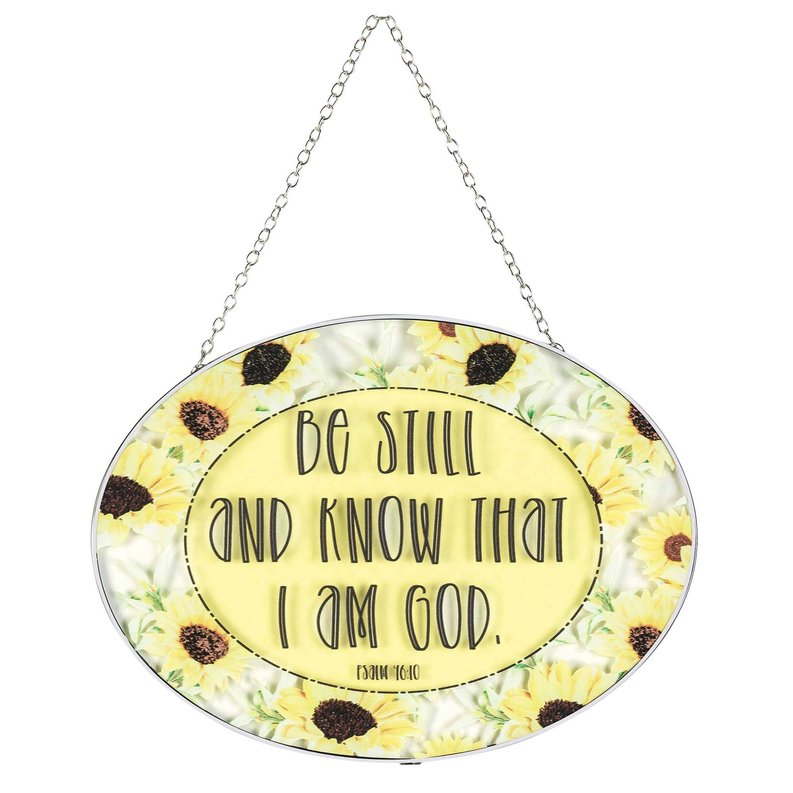 Be Still And Know Suncatcher Oval 9"