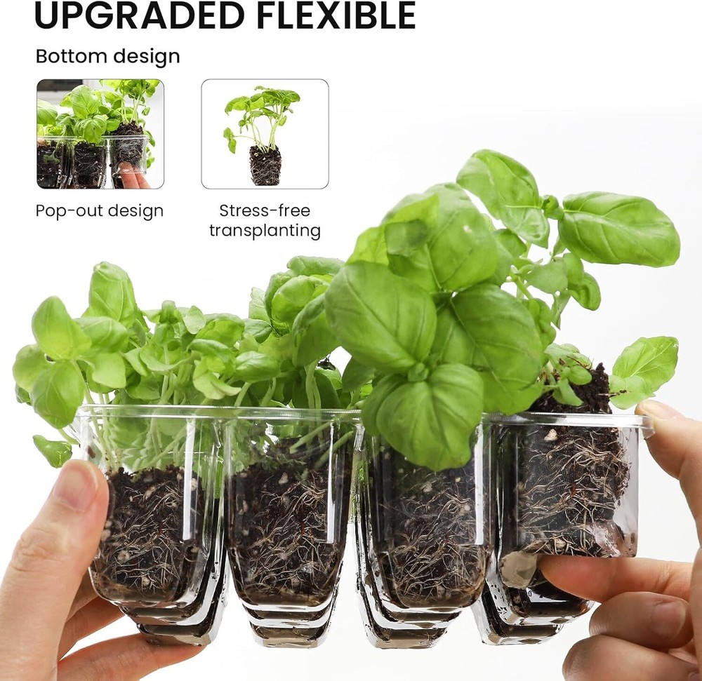 144-Cell Seed Tray with Drainage Holes, Reusable & Durable, Clear for Root Monit