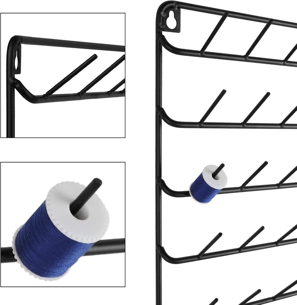 YBING Thread Holder Wall 2 Pack 54 Spools Rack Mount Large, black