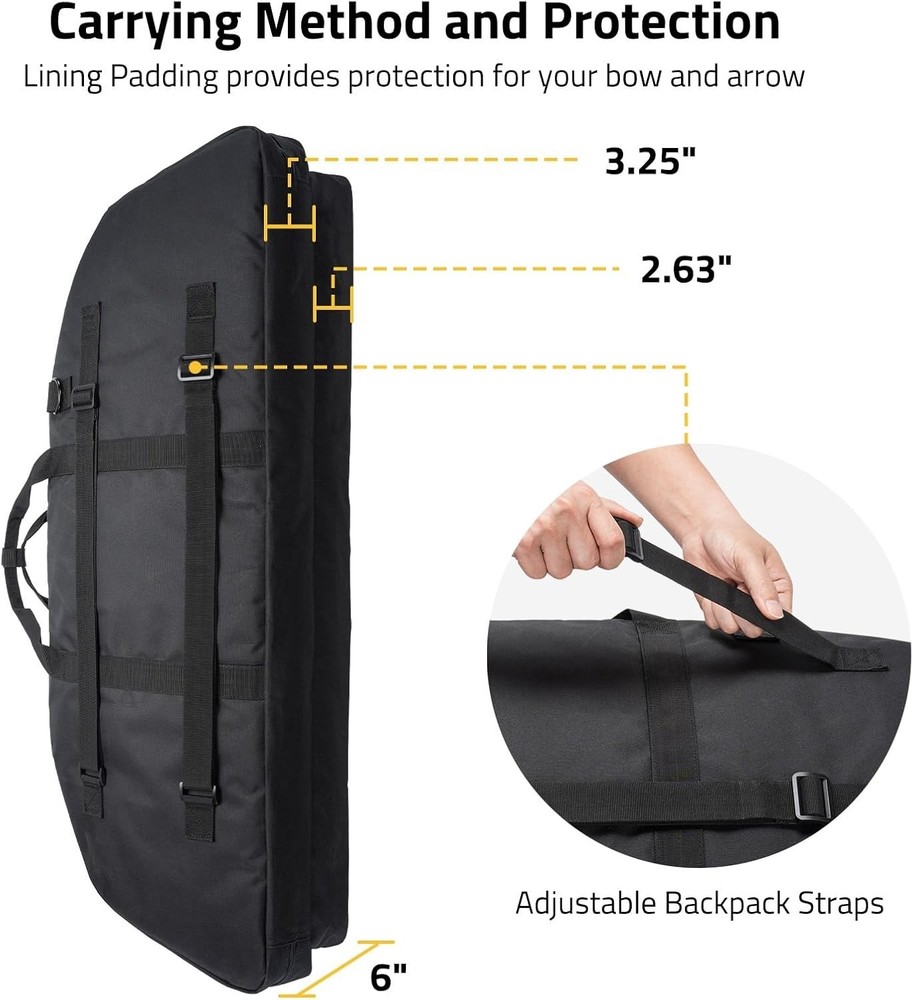 Archery Bow Case Soft Compact Arrow Bag With Backpack Strap 37 Inches