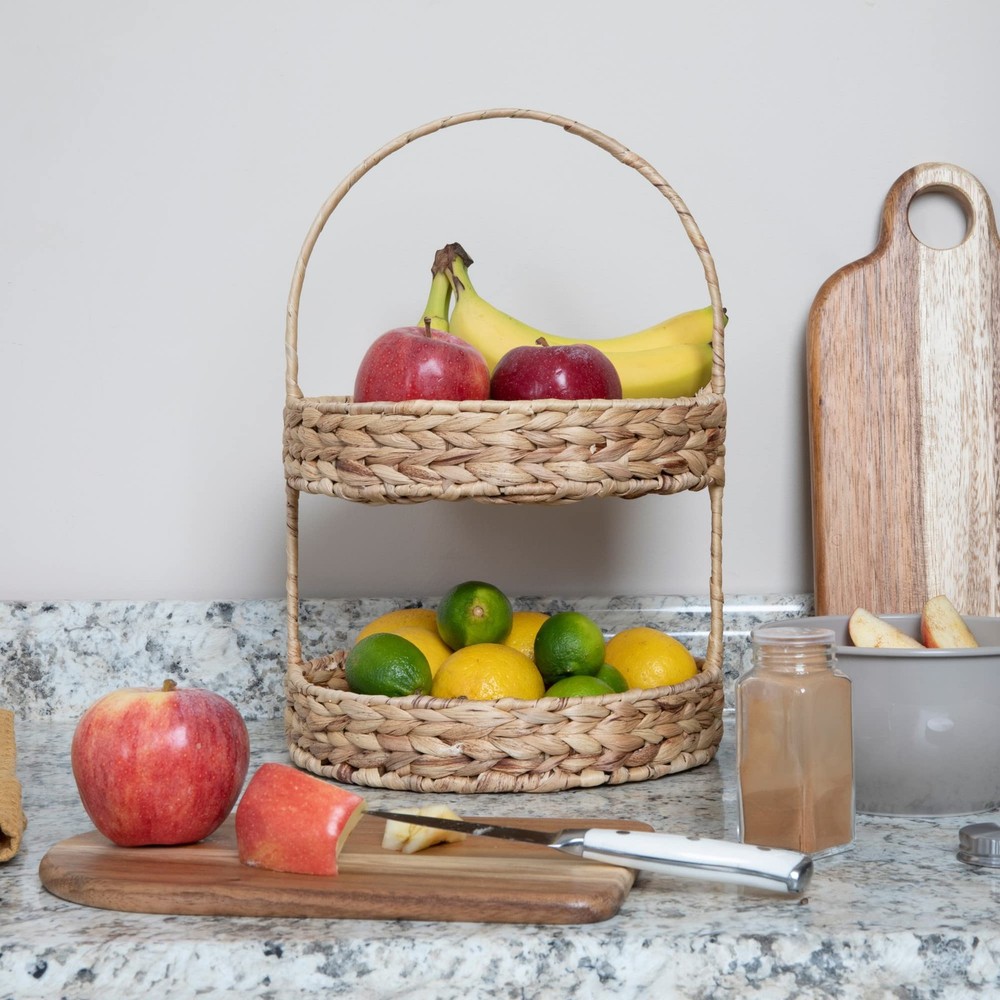 Water Hyacinth 2-Tier Tray, Natural