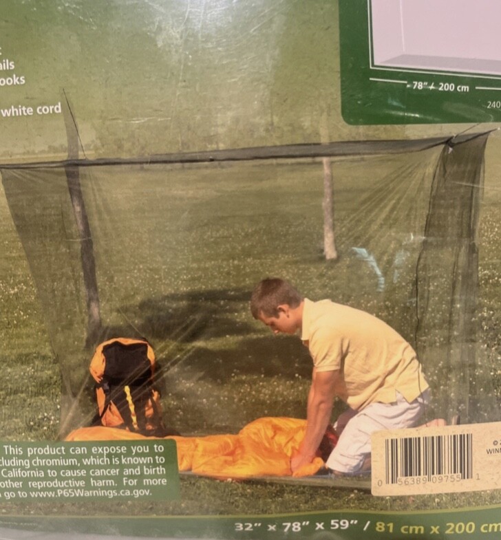 COGHLAN'S RECTANGULAR MOSQUITO NET FOR CAMPING 32" X 78" X 59" # 9755 New