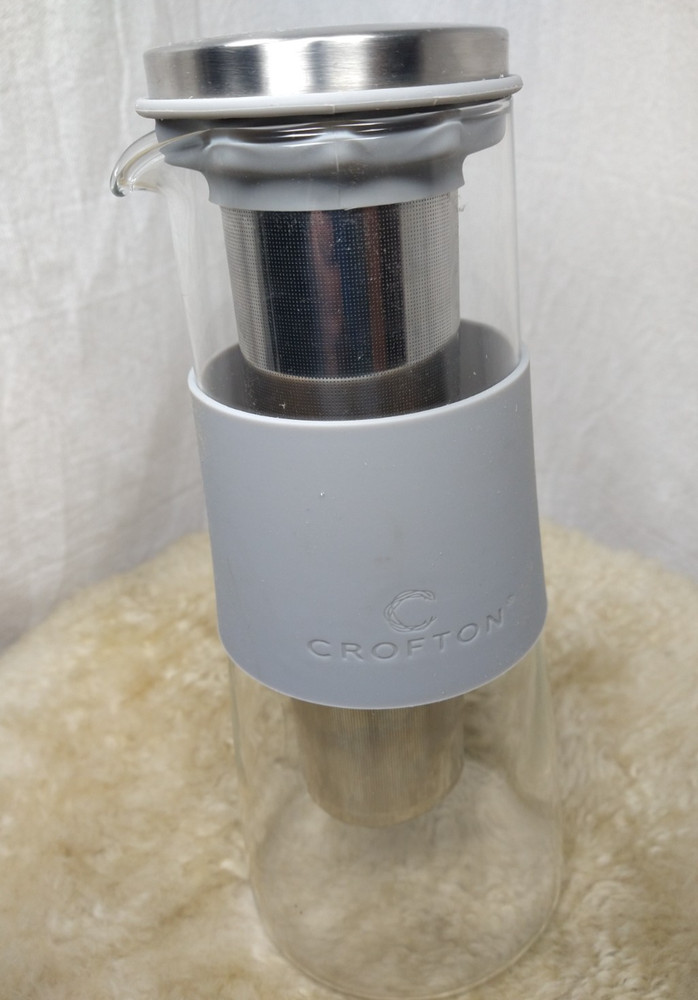 CROFTON COLD BREW COFFEE SYSTEM GLASS STORAGE PITCHER & REUSABLE STEEL FILTER