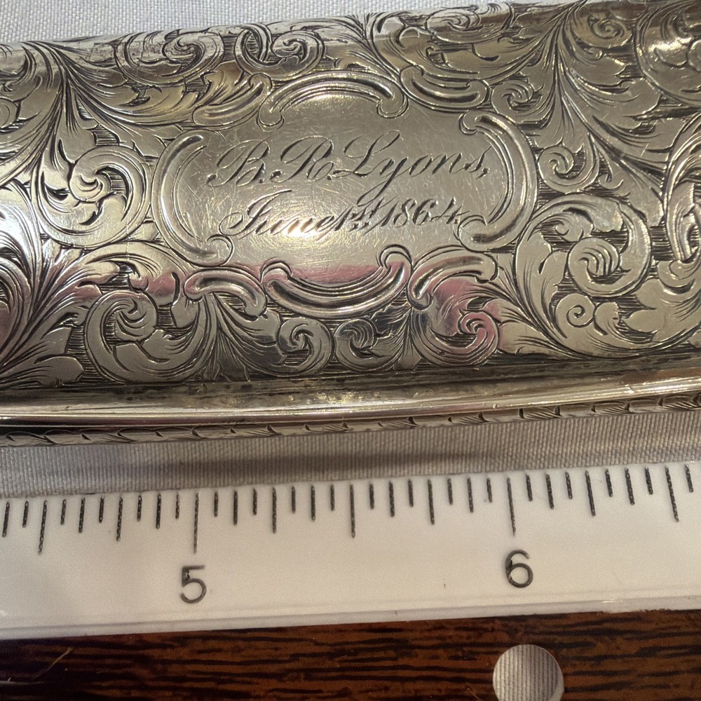 ANTIQUE STERLING SILVER TABLE SNUFF BOX by NATHANIEL MILLS, BIRMINGHAM, 1864