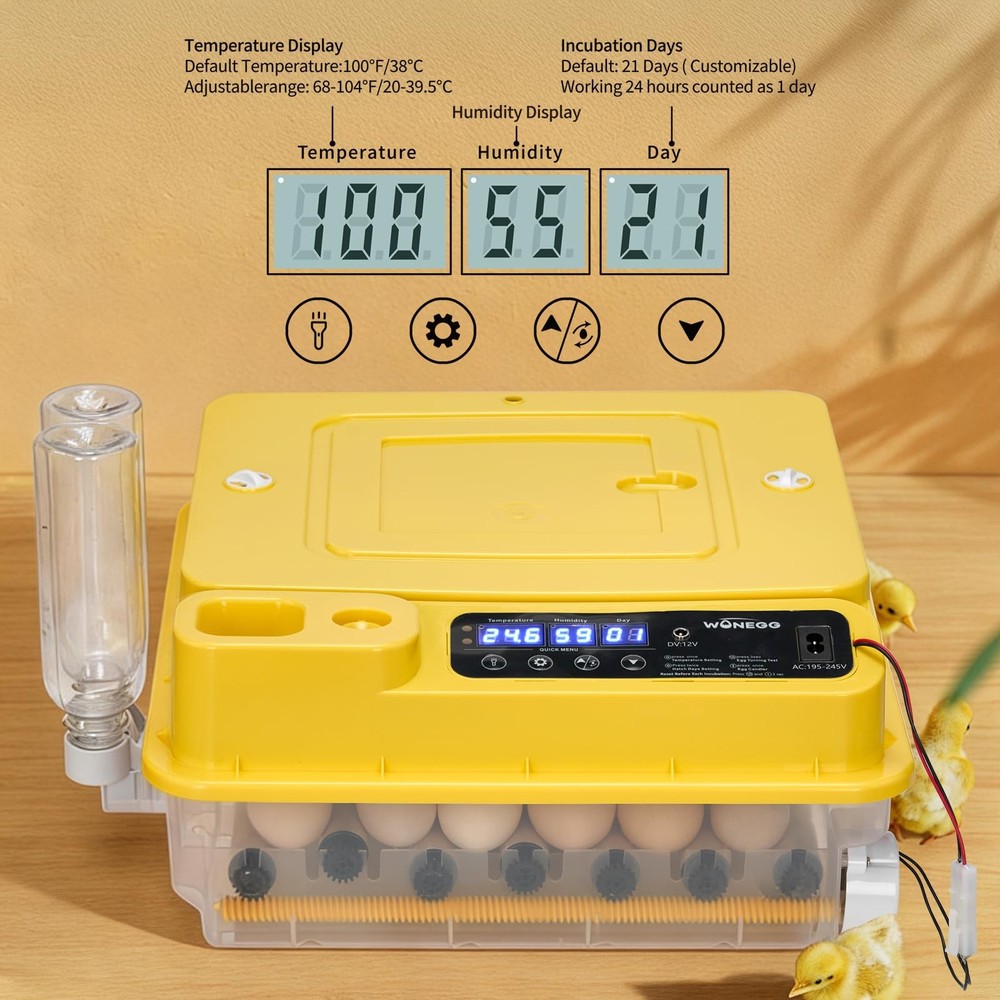 Incubators for Hatching Eggs, 30 Egg Incubator with Automatic Egg Turning, Te...
