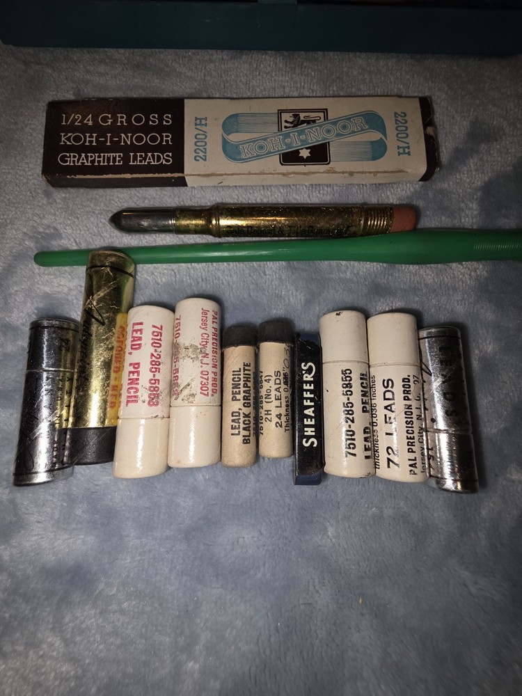 Vintage Drawing Drafting Lot Bullet Pencil, Case, Graphite Leads Eagle