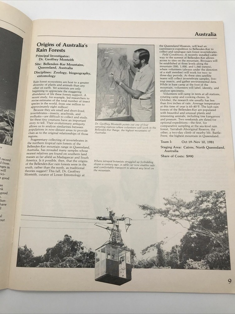 1981 EARTHWATCH RESEARCH EXPEDITIONS FALL EDITION Brochure Guide Application