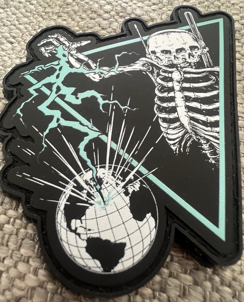 White Phosphor x Time On Target Quad Skeleton Globe Patch