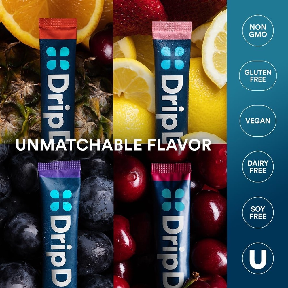 DripDrop Hydration Packets - Juicy Variety Pack - Single Serve 16 Count